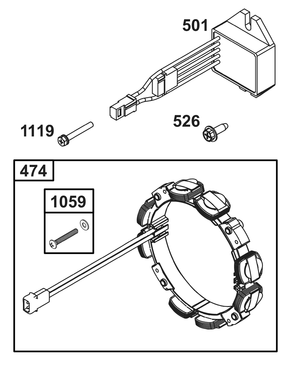 Alternator Group Diagram and Parts List for 356447-3530-B5 200000 - 399999 Briggs and Stratton Engine